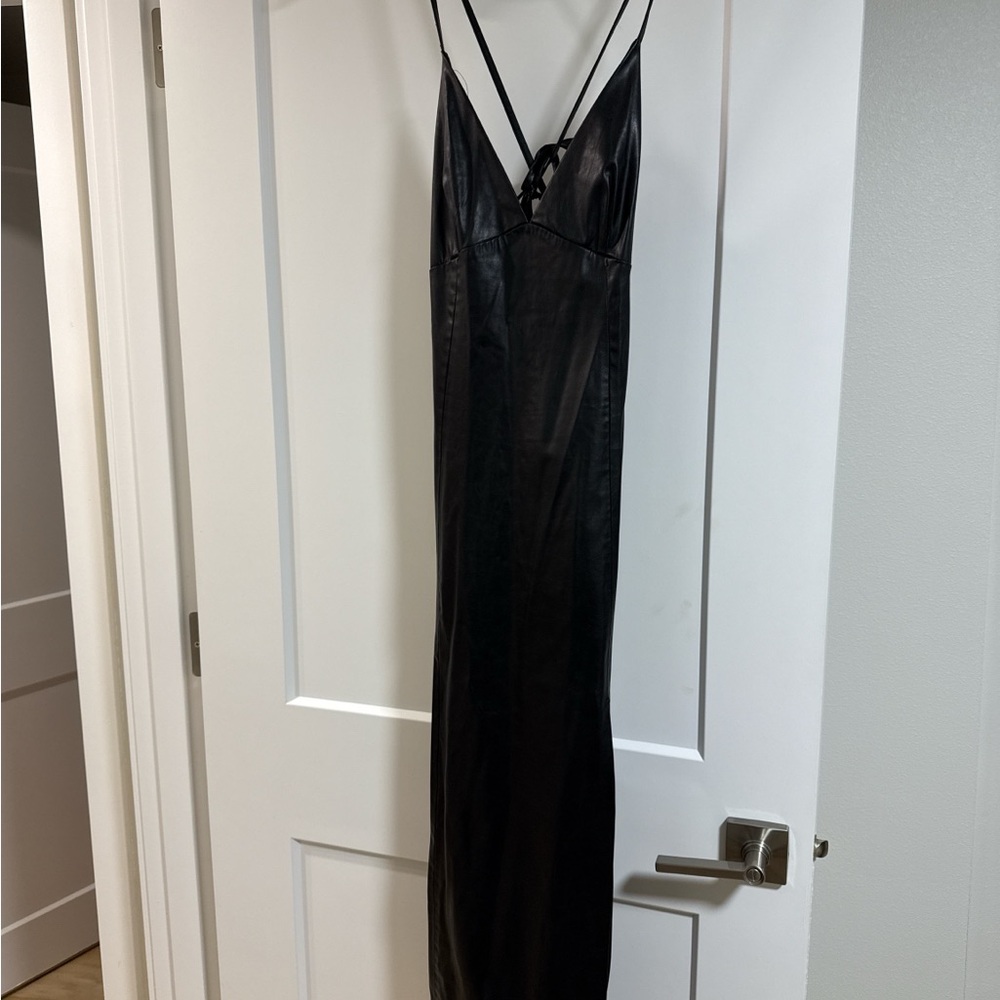 Zara Faux Leather Black Dress